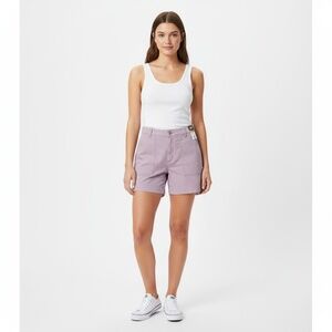 Lee Dungaree Shorts Womens Sz 12M Plum High‎ Rise Relaxed Fit Stretch Casual NWT